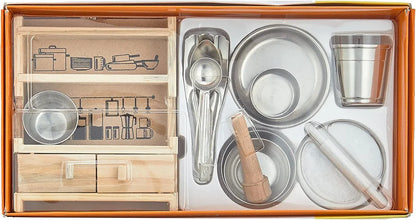 Nano Pure Veg Kitchenware Pieces Cute Mini Toy Kitchen Set with Unbreakable Stand Made Out of Safe and Non Toxic Plastic Along with Pure Stainless Steel Cooking Accessories for Girls 3 Years