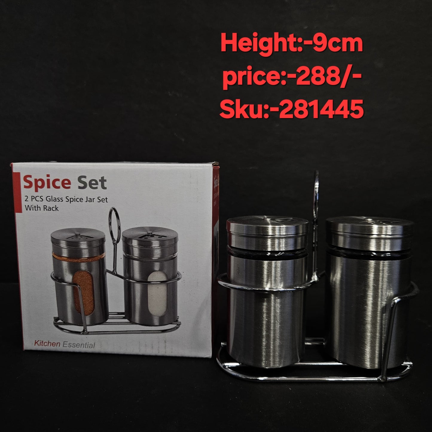 Glass Spice Jar Stainless Steel & Salt & Pepper Shaker, Oregano, Chili Flakes Seasoning Sprinkler, Air Tight Kitchen Container, Dining Table Masala Box Dabbi