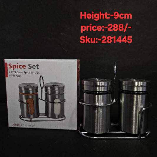 Glass Spice Jar Stainless Steel & Salt & Pepper Shaker, Oregano, Chili Flakes Seasoning Sprinkler, Air Tight Kitchen Container, Dining Table Masala Box Dabbi