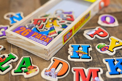 Alphabet Letters 26 Piece Wooden Magnets Pre School Kindergarten Learning