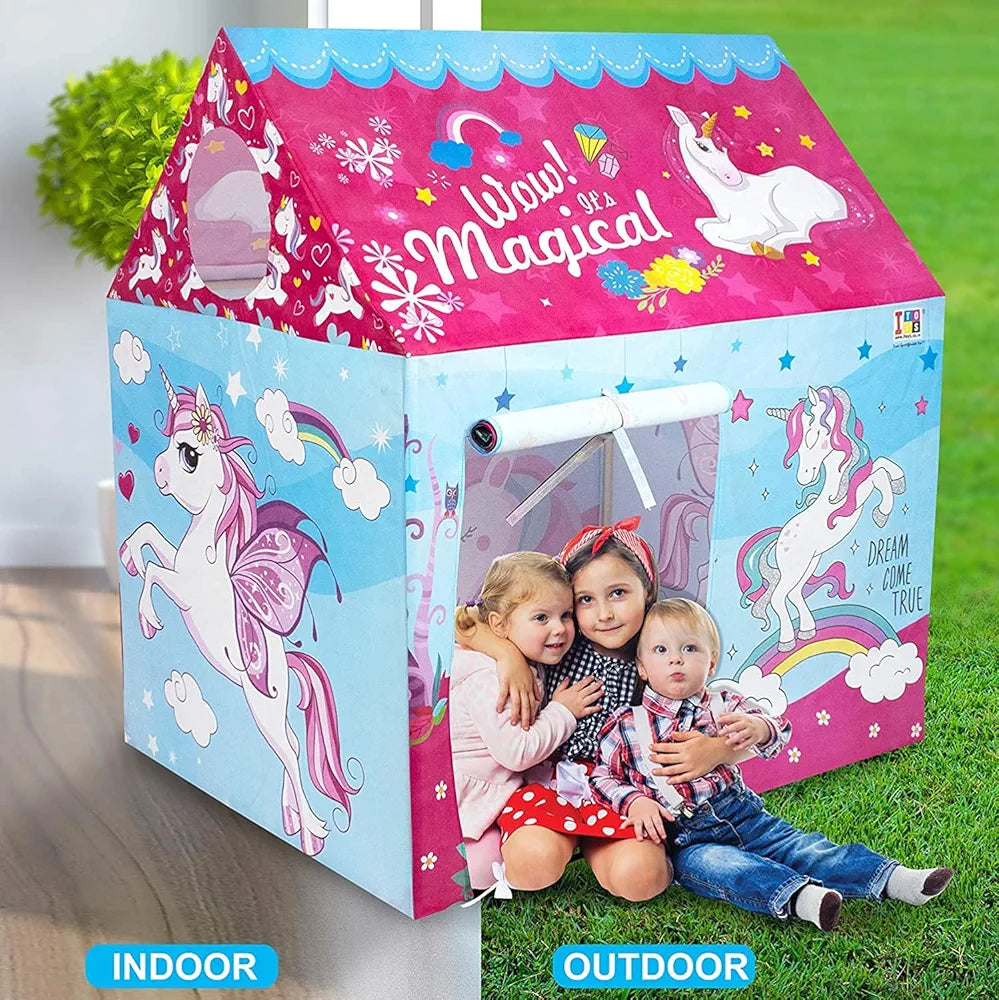 Jumbo Size Extremely Light Weight Water Proof Kids Play Tent House for 7 Year Old Girls and Boys Unicorn Tent House Theme for kids