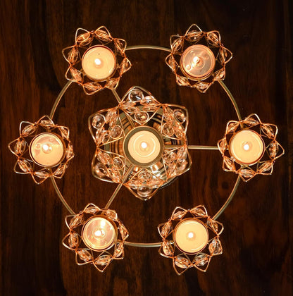 Lotus Crystal Metal Urli 1pc For Diwali