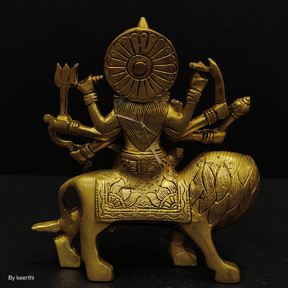Durga Brass Statue In Gold Color , Home Decor Gift, Indian Brass Art, Brass God Idol, Brass Figurine , Diwali gift