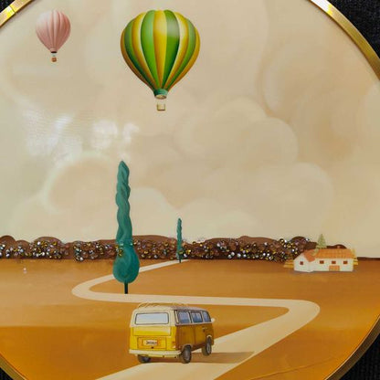 Hot Air Ballon GOLD Ring Framed Acrylic Crystal Frame For Home, Office