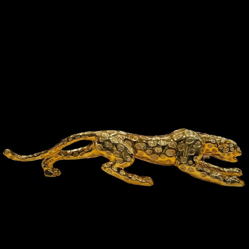 Gold Plated Jaguar Statue Showpiece Vastu Decorative Figurine Home Interior Decor Item Table Decoration Idol Handicraft Animal Figure Corporate Gift Items