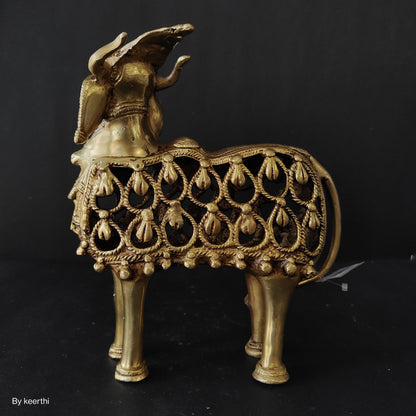 Brass Cow Sculpture Nandi Idol Spiritual Showpiece