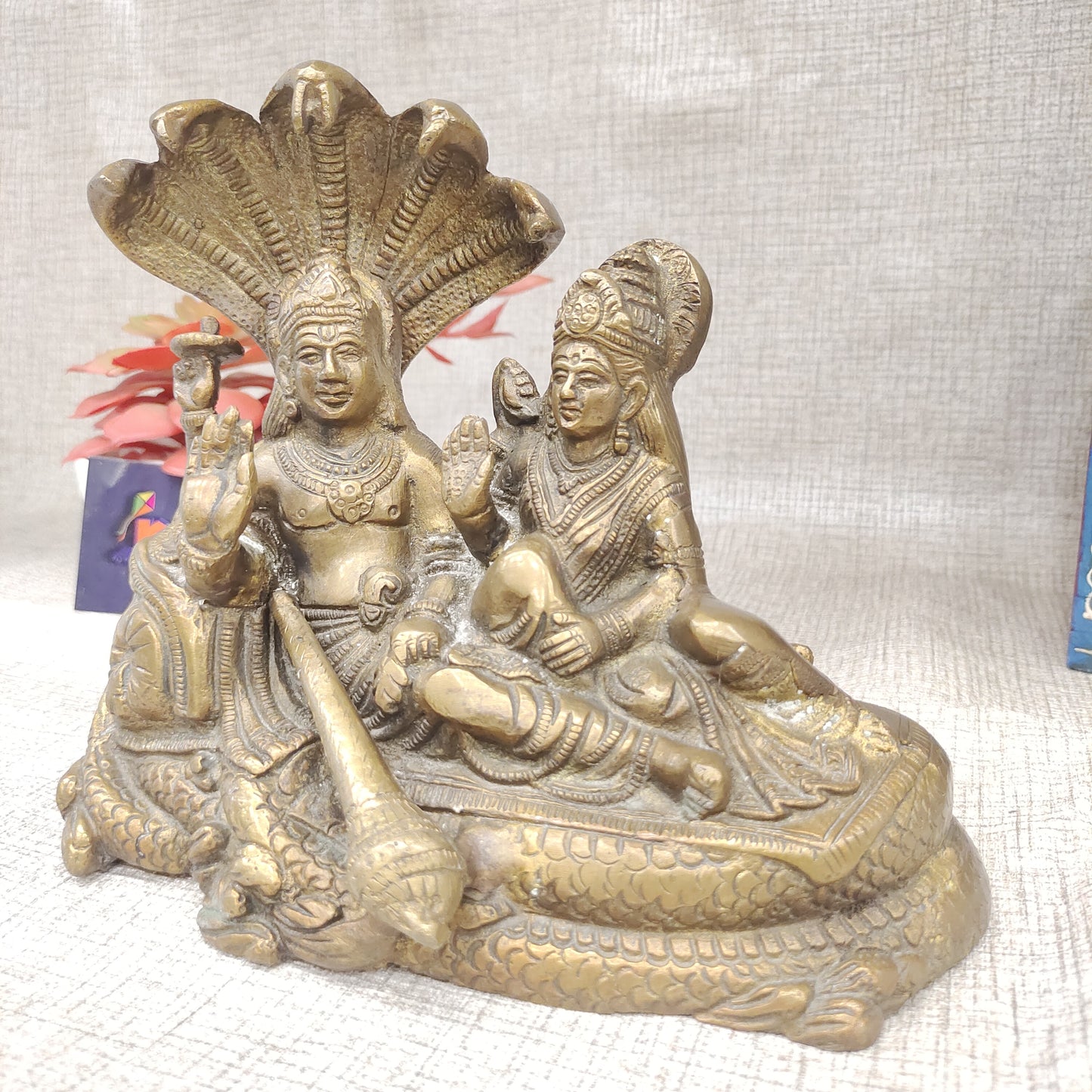 Antique Lakshmi Vishnu brass Idol