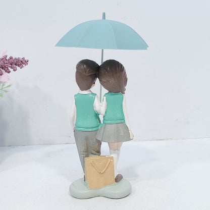 Romantic Love Couple with Umbrella Statue Showpiece for Valentine Day, Miniatures Couple Gift for Lover Boyfriend Girlfriend Husband Wife