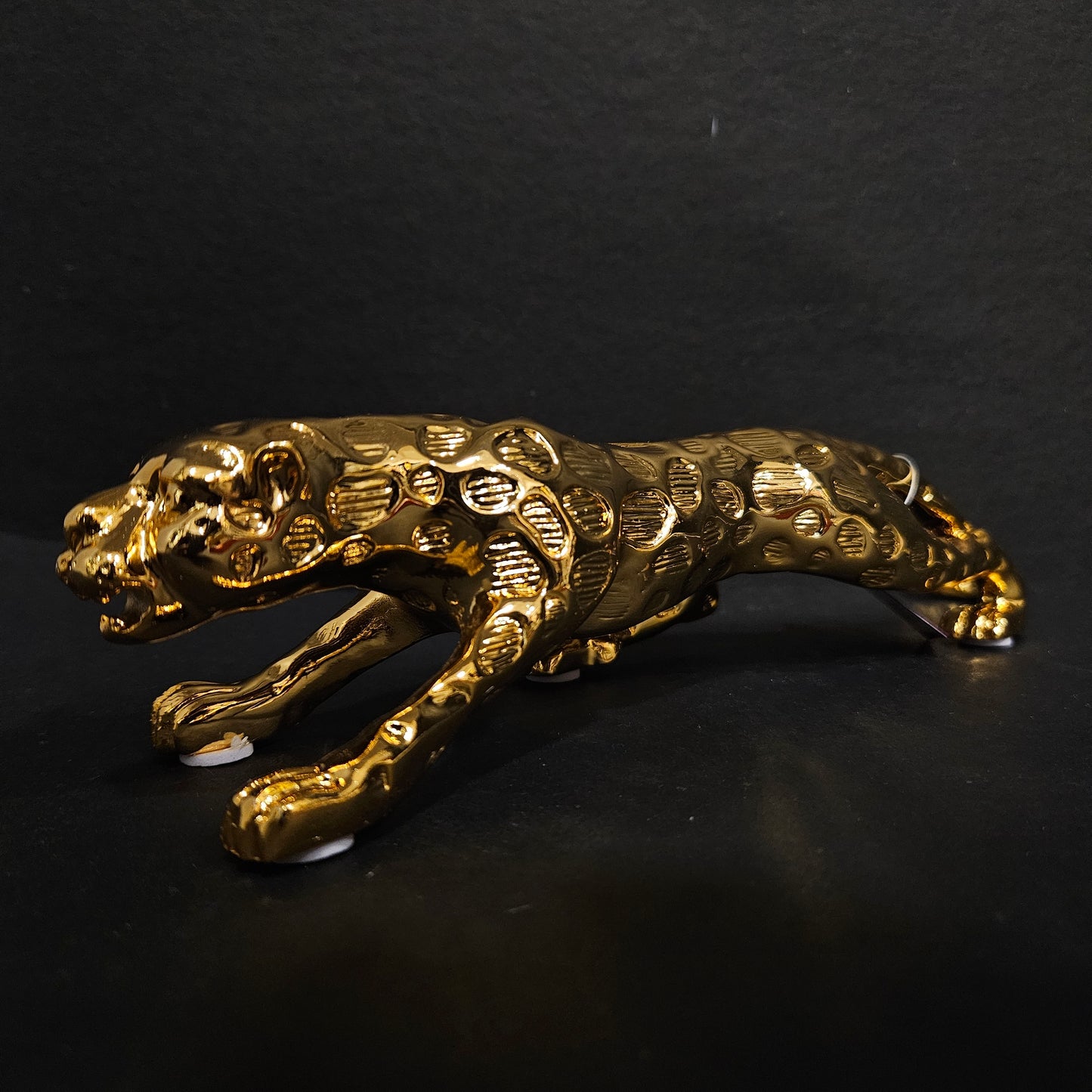 Jaguar Statue gold Shiney with Ornaments Animal showpiece Desktop Sculpture Figurine Shelf Decor