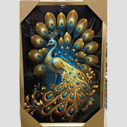 Peacock Crystal Painting for Background of a Couch
