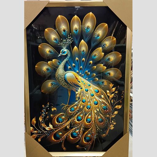 Peacock Crystal Painting for Background of a Couch