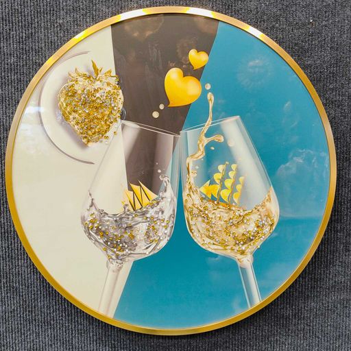 3D Crystal Champagne Glass Frame