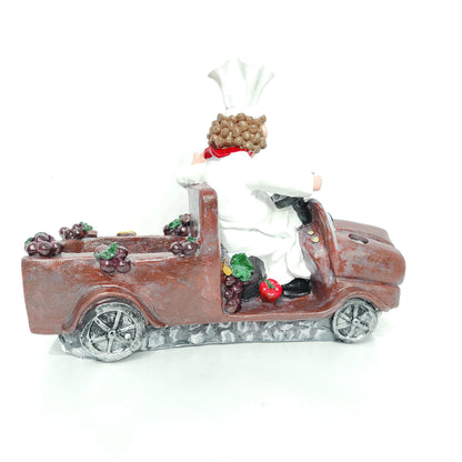 Chef in Racing Car Resin Wine Holder