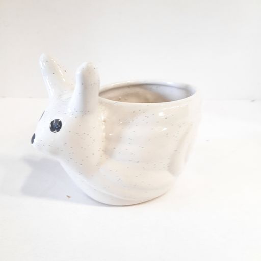Rabbit Shaped Planter, Decorative Ceramic Flower Pot with Handle White, for Indoor and Outdoor