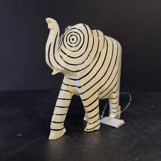 Wooden Elephant Sppiral Black & White Paint