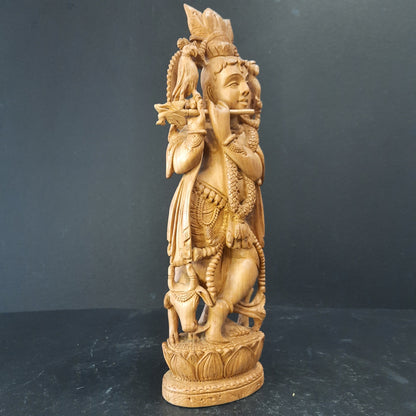 Wooden Krishna Standing Super Fine