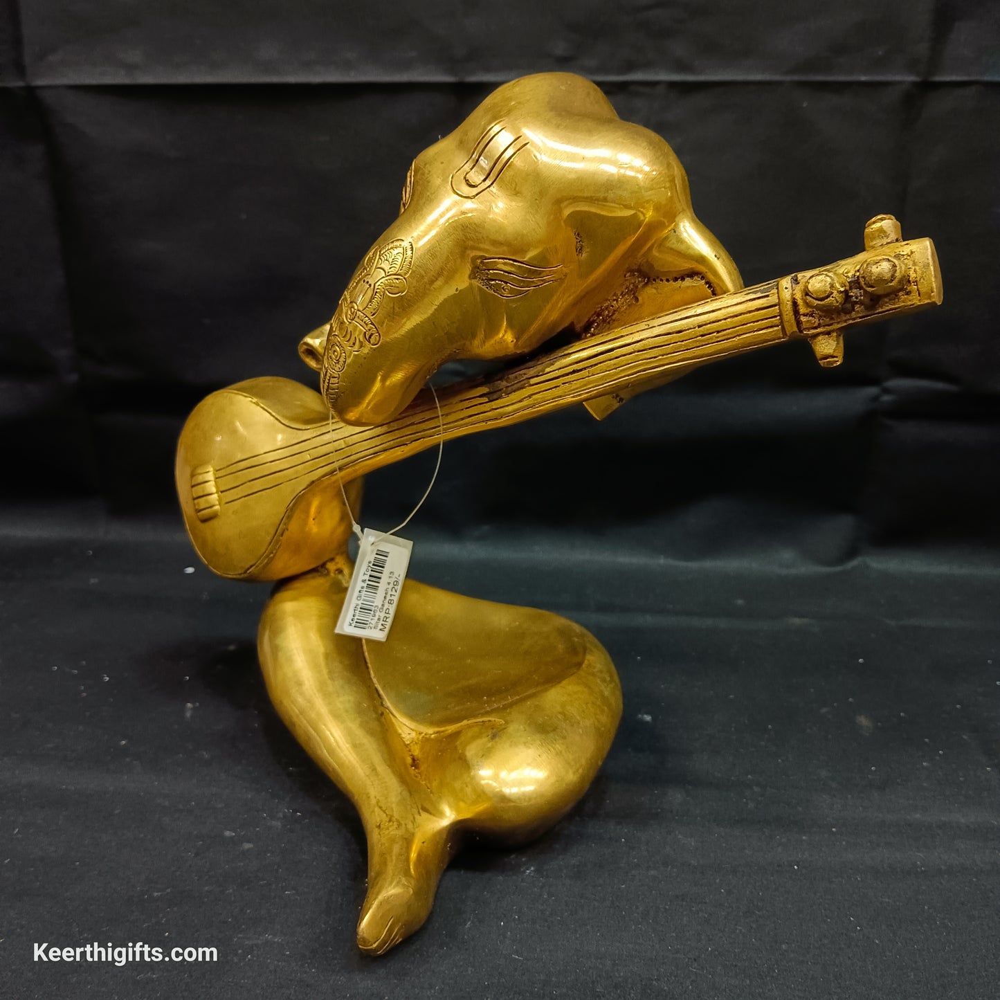 Modern Ganesh playing sitar brass antique idol