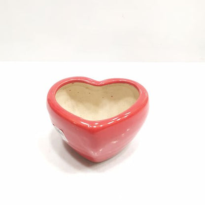 Heart shaped medium size ceramic pot for home & office decoration