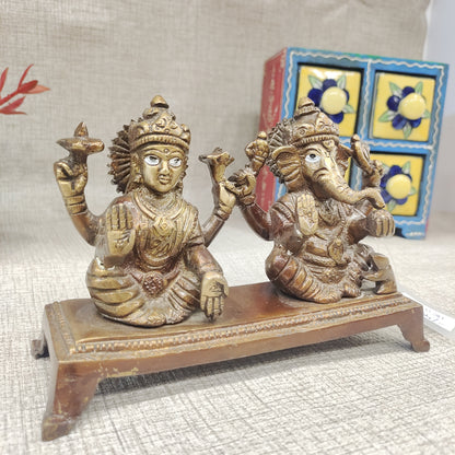 Antique brass Lakshmi ganesh