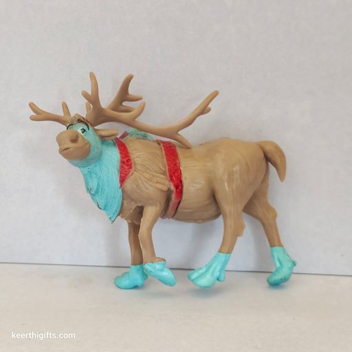 Frozen caribou cake topper rubber animal