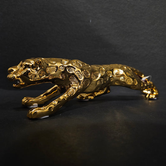 Brimming Basket Premium Metal Leopard Statue for Home and Office Decor ideal for Coffee Table Living Room TV Cabinet Car Dashboard Cheetah Figurine for Shelf and Table Decor