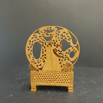 Wooden God Figure on Box Jali W/Om
