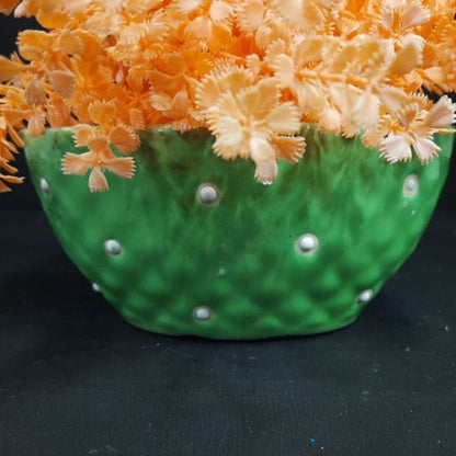Elegant attractive textured & white doted designer ceramic pot for Home,desktop & office decoration