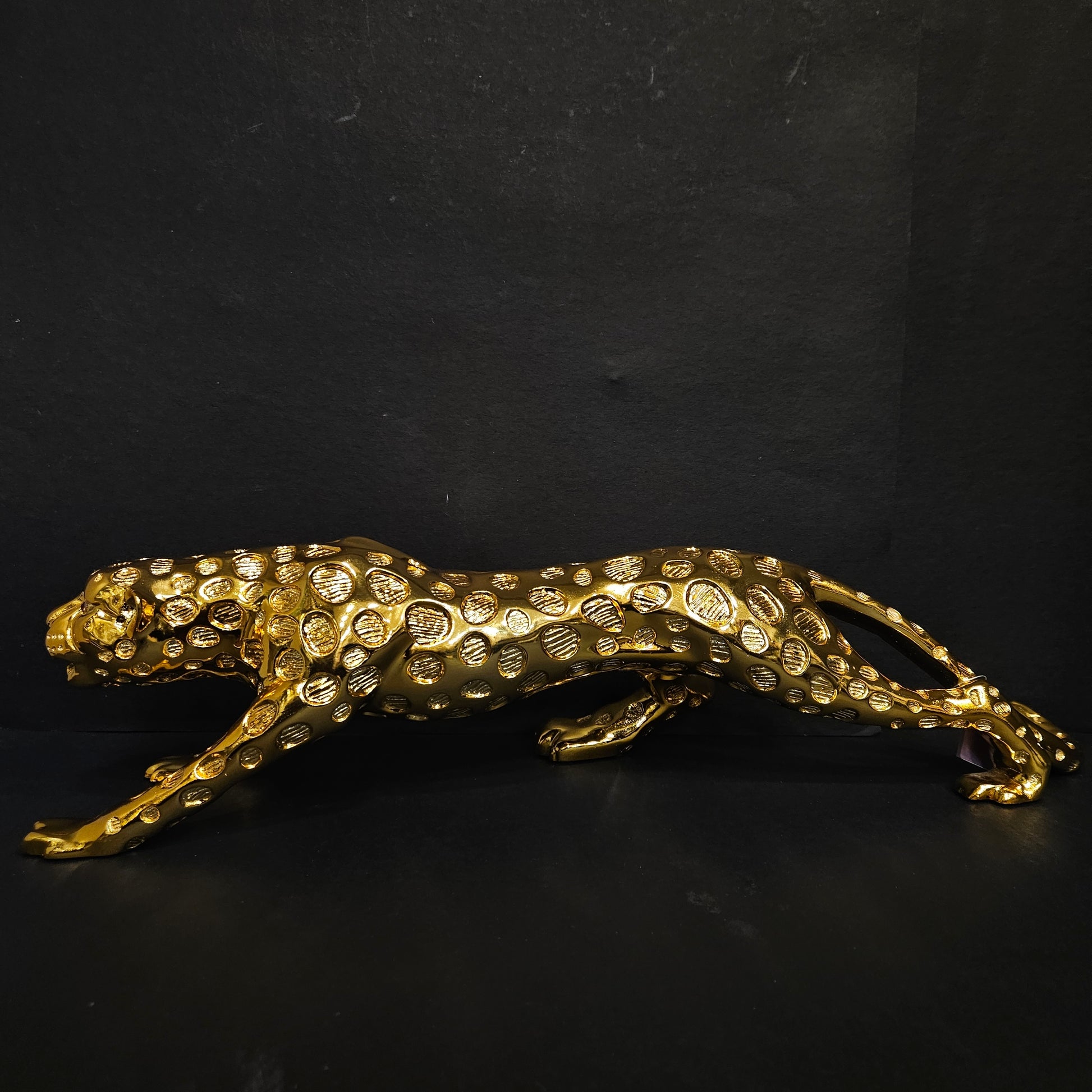 Panther Statue Golden Animal Figurines Big Animals for Home Decoration Antique Showpiece Home Decor and Gifting