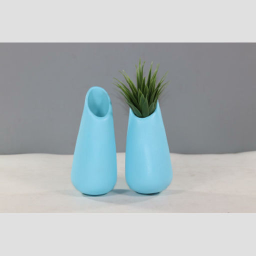 Crazy blue Unique Matt Hanging Cone Planter ceramic pot for home & office