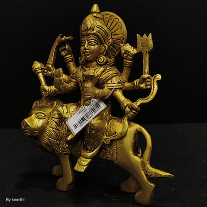 Durga Brass Statue In Gold Color , Home Decor Gift, Indian Brass Art, Brass God Idol, Brass Figurine , Diwali gift