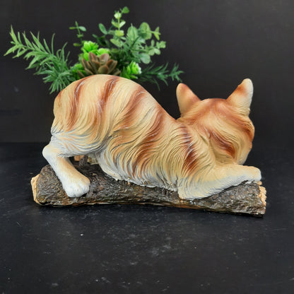 Cute little kitty sitting on tree stem