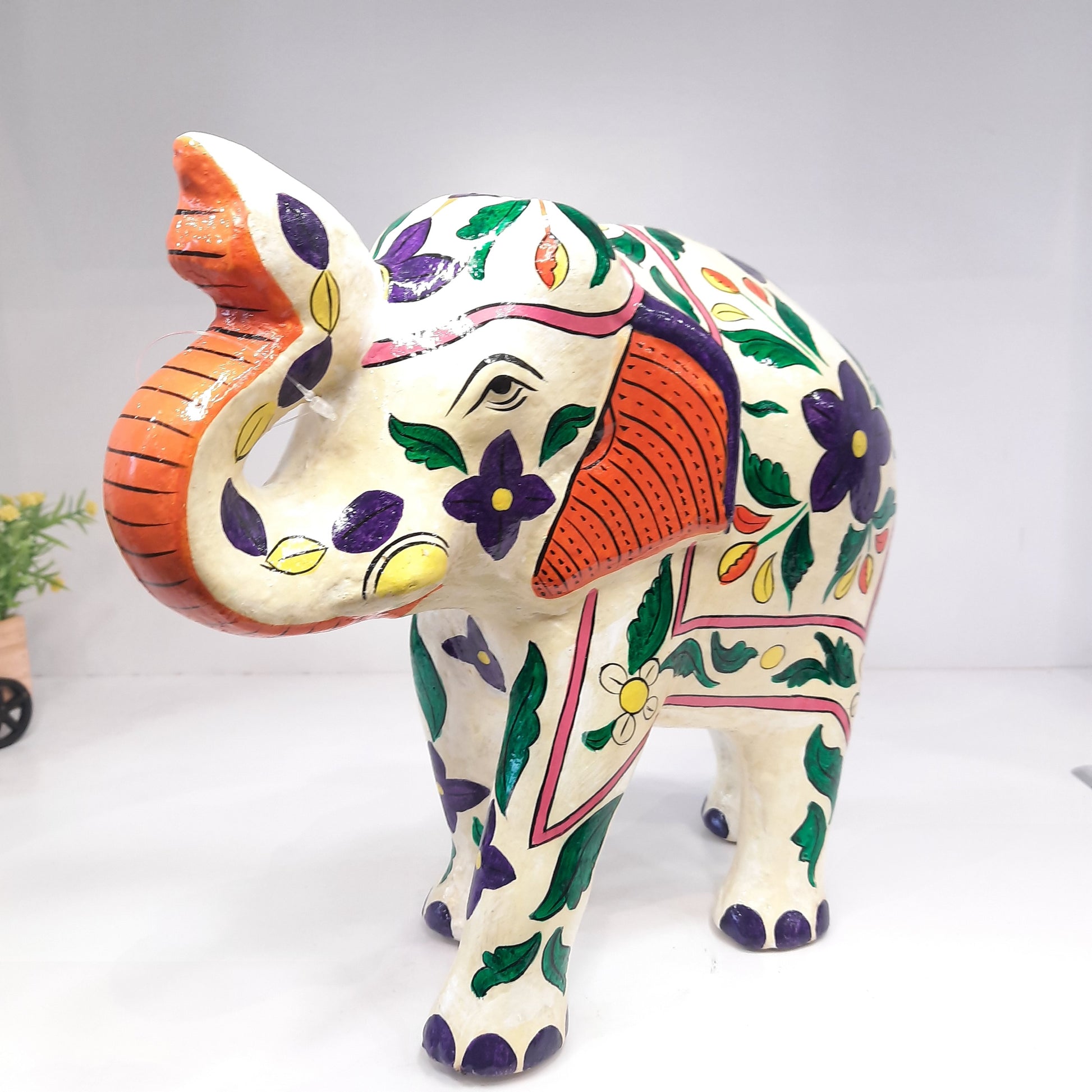Paper Machie Elephant Saluting Painted