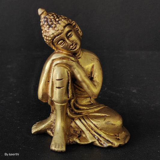 Brass Thinking Buddha Idol Decorative Tibetian Buddhism Figure