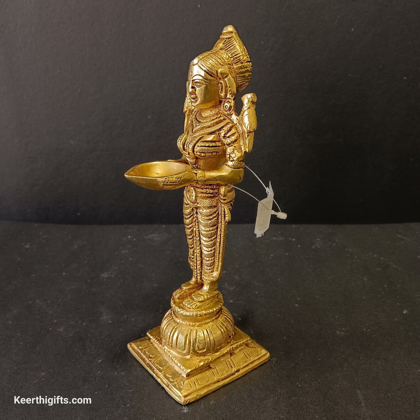 Diya lady standing idol brass antique