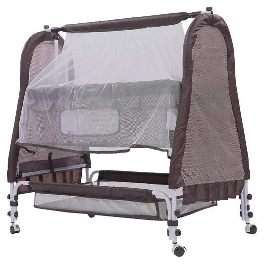 New Born Baby Cradle Jhula/Palna/Bed/Baby Bedding with Mosquito Protection Net, Mattress & Wheels