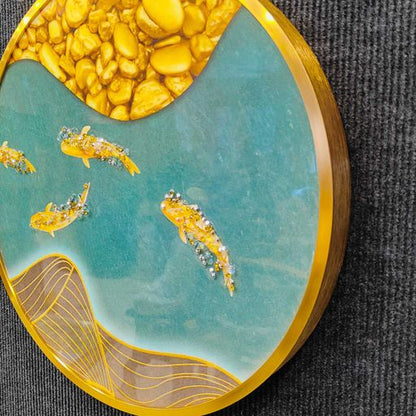Golden fish abstract 3D Crystal frame