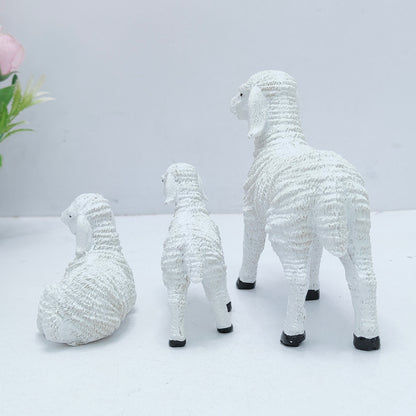 Resin Goat Figurine Lamb Ornament Decor for Home Farm Yard 3 Lambs