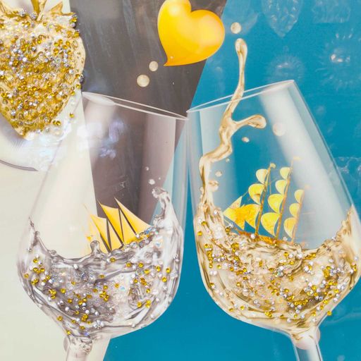 3D Crystal Champagne Glass Frame