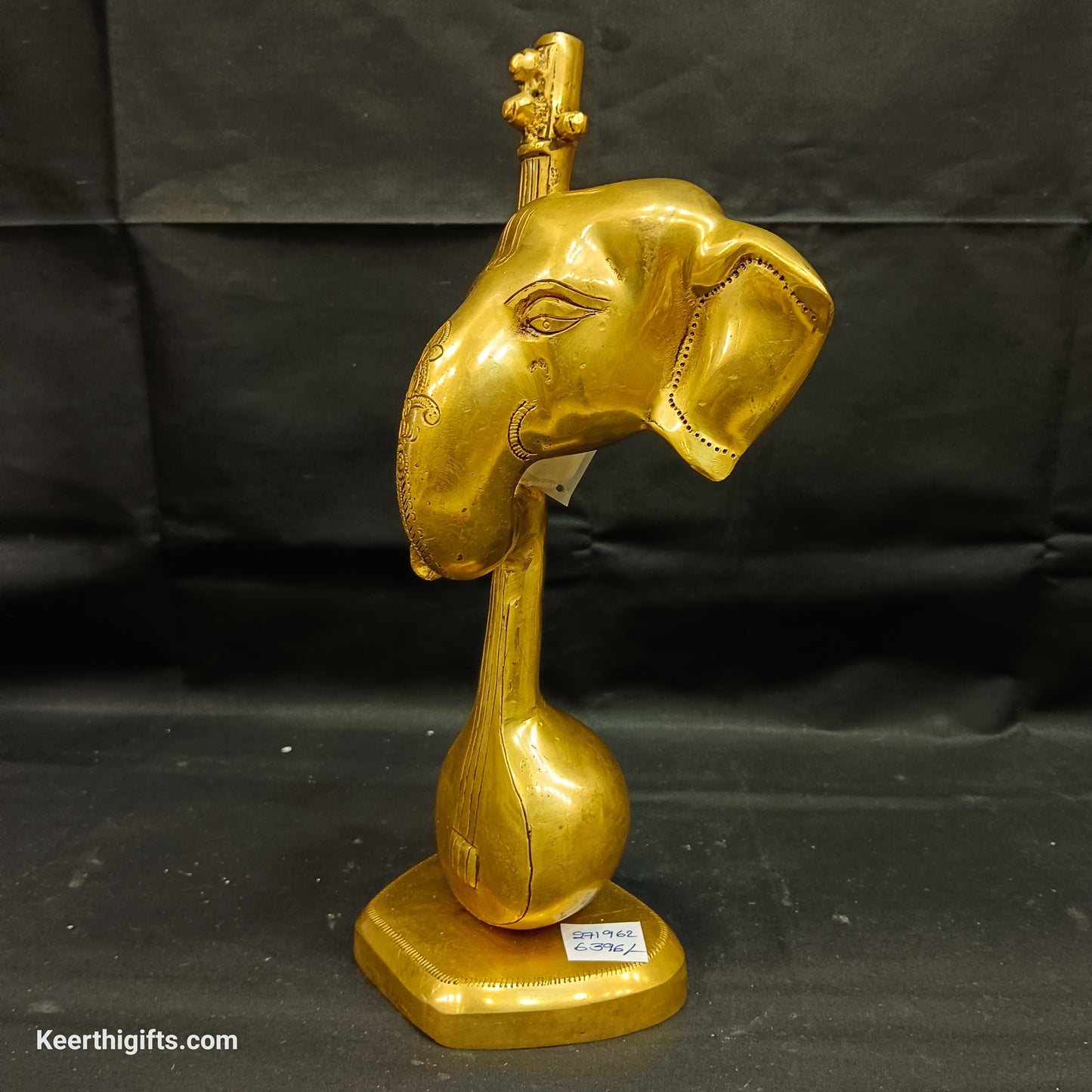 Sitar playing Ganesh brass antique idol