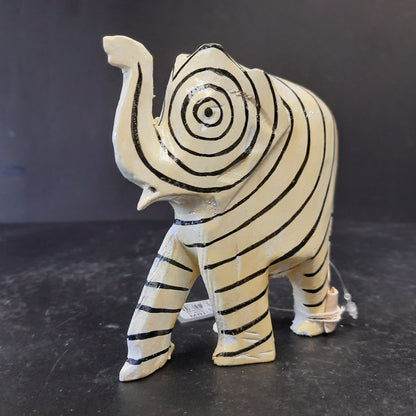 Wooden Elephant Sppiral Black & White Paint