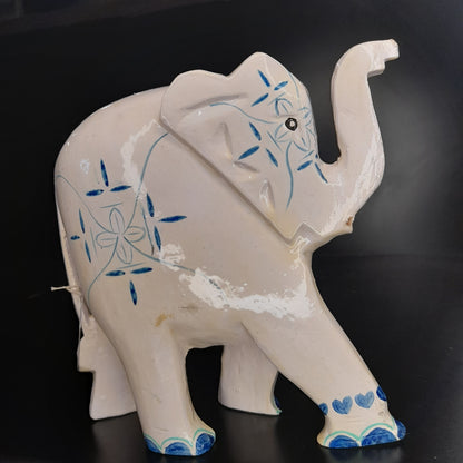 Wooden Elephant 4 Flower Painting