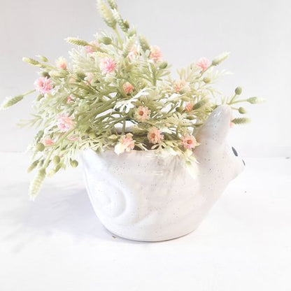Rabbit Shaped Planter, Decorative Ceramic Flower Pot with Handle White, for Indoor and Outdoor
