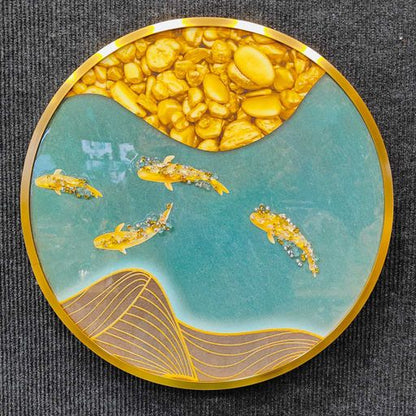 Golden fish abstract 3D Crystal frame