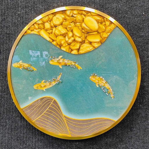 Golden fish abstract 3D Crystal frame