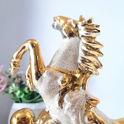 Horse golden ceramic showpiece
