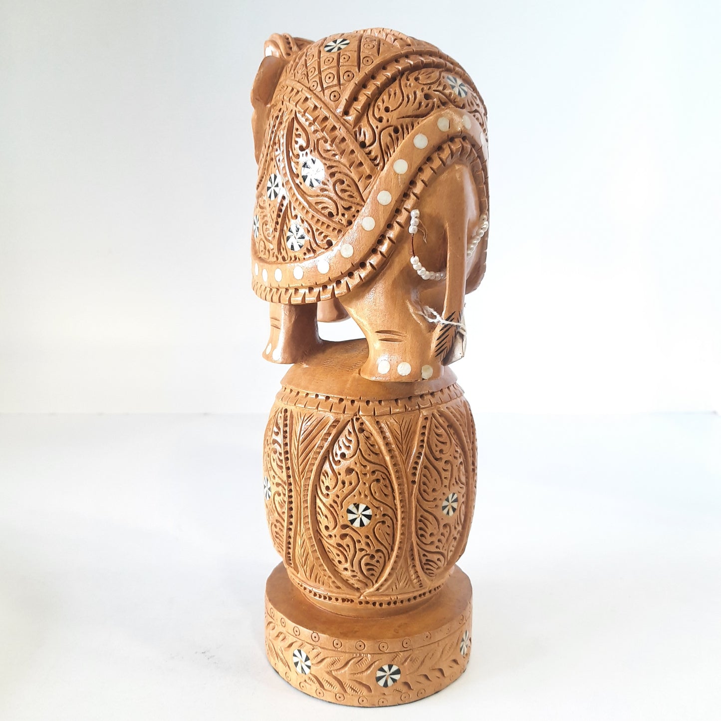 Wooden Elephant U/Cut on U/Cut Ball Inlaid