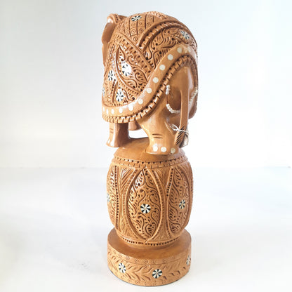 Wooden Elephant U/Cut on U/Cut Ball Inlaid