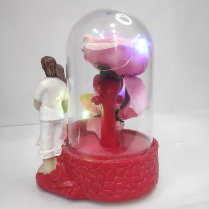 Love couple flower in glass led light
