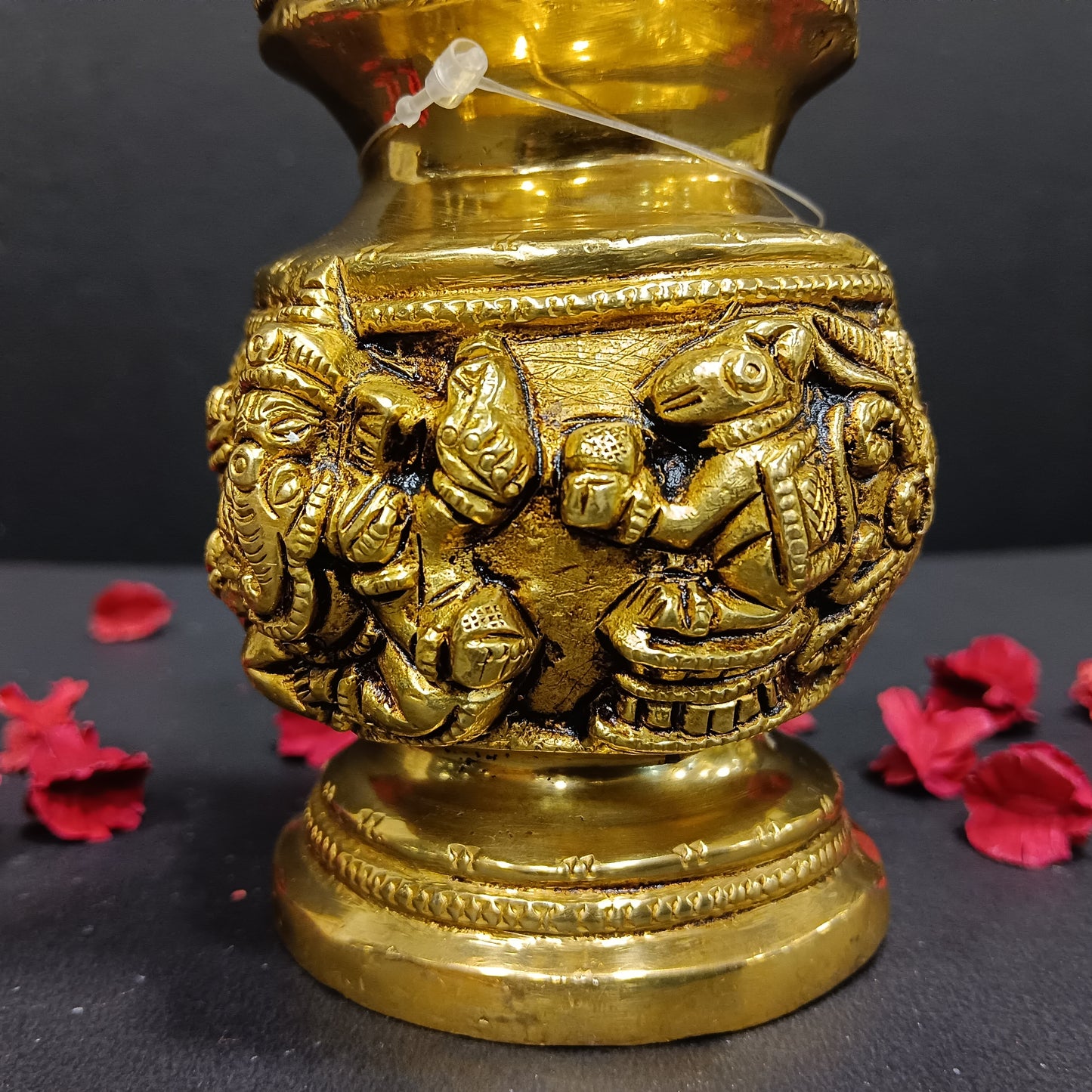 Brass antiques Kalasham with Lakshmi and Ganesh designs