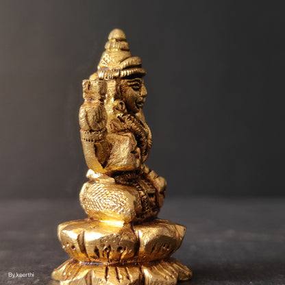 Brass Small Laxmi Ji Sitting on Kamal Flower Beautifull Base Carving Work Mahalaxmi Maa Devi Murti Home Statue Idol